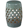 Outsunny 13" x 18" Ceramic Garden Stool with Woven Lattice Design & Glazed Strong Materials, Green