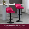 HOMCOM Adjustable Bar Stools, Set of 2, Velvet Counter Height Barstool, Upholstered Kitchen Stool with Swivel Seat, Steel Frame, Footrest, ‎Red