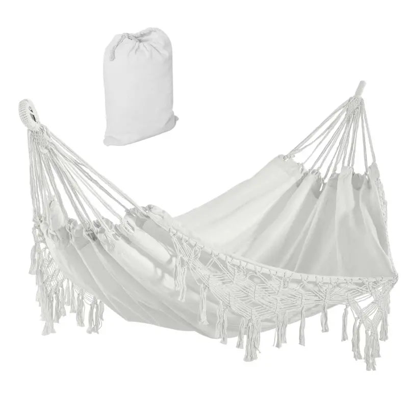 Outsunny Hammock Chair Cotton Rope Porch with Cushion for Indoor Outdoor Using-1