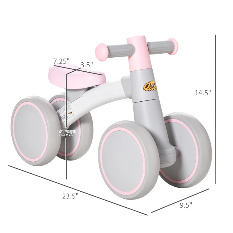 Qaba Small No Pedal Balance Bike Walker for Toddlers, Kids Quick Release Toy Bicycle