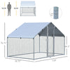 PawHut Galvanized Large Metal Chicken Coop Cage, 3 Room Walk-in Enclosure, Poultry Hen House with UV & Water Resistant Cover for Outdoor Backyard, 10' x 19.7' x 6.4'-1