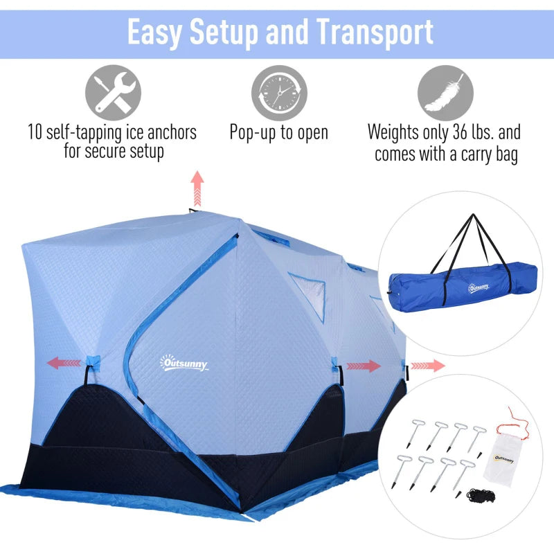 Outsunny Portable 8-Person Pop-up Ice Shelter Insulated Ice Fishing Te –  ShopEZ USA