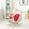 Qaba Kids Ride-On Rocking Horse Toy Rocker with Fun Song Music & Soft Plush Fabric for Children 18-36 Months, Grey