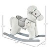 Qaba Kids Plush Ride-On Rocking Horse with Bear Toy, Children Chair with Soft Plush Toy & Fun Realistic Sounds, White