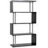 HOMCOM 4-Tier Industrial Style Bookcase with Open Storage Display Rack, Drawer, Cabinet for Living Room - Dark Brown
