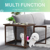 PawHut Wooden Decorative Dog Cage Pet Crate Fence Side Table Small Animal House with Tabletop, Lockable Door - Brown