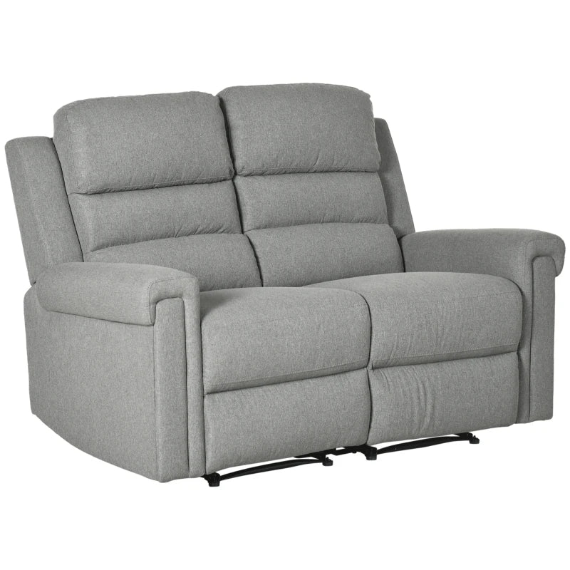 HOMCOM Modern Loveseat Recliner Sofa with Linen Fabric and Thick Sponge Padding, 2 Seater Couch Recliner Couch Manual Reclining Sofa Loveseat Couch Living Room Furniture, Gray-1
