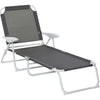 Outsunny Padded Patio Sun Lounge Chair, Foldable Reclining Chaise Lounge with 5 Position Adjustable Backrest & Comfortable Pillow for Outdoor Garden Porch, Grey