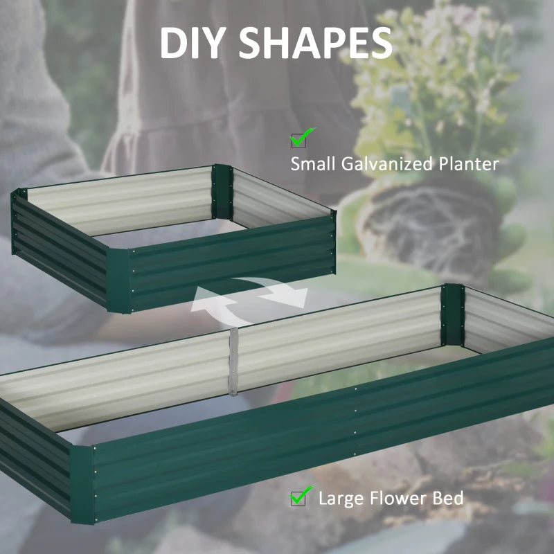 Outsunny 7.9' x 3' x 1' Galvanized Raised Garden Bed, Metal Elevated Planter Box, Easy DIY and Cleaning for Growing Flowers, Herbs, Succulents, Green