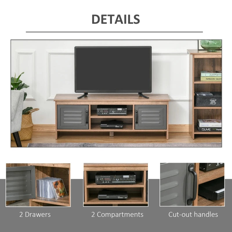 HOMCOM Ample Storage Console TV Stand with 2 Cable Management Hole, Entertainment Center Classic Cabinet for Living Room Bedroom, Fits for 60" TV