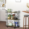 HOMCOM Rolling Mobile Kitchen Island Cart with Granite & Bamboo Countertop, Rack, Integrated Spice Rack & Storage Drawer