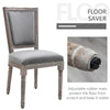 HOMCOM 2 Piece Vintage Dining Room Chair Set with Thick Padded Seat Cushions, Rustic Button Design, and Wood Legs - Grey