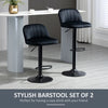 HOMCOM Adjustable Bar Stools, Set of 2, Velvet Counter Height Barstool, Upholstered Kitchen Stool with Swivel Seat, Steel Frame, Footrest, ‎Grey
