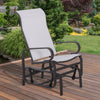 Outsunny Metal Mesh Fabric Single Outdoor Patio Glider Rocking Chair - Brown