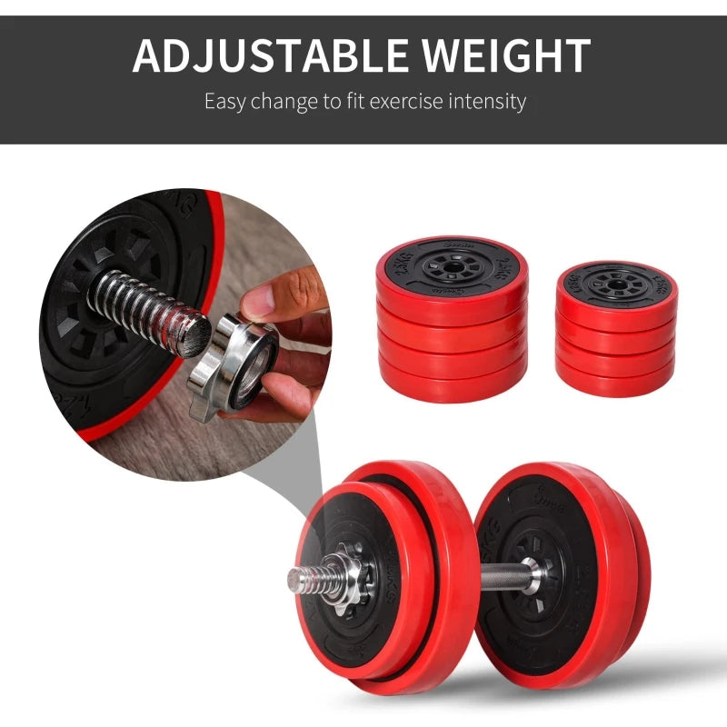 Soozier 44 lbs 2 in 1 Dumbbell & Barbell Adjustable Weight Set Strength for Arms, Shoulders and Back