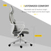 Vinsetto Office Computer Swivel Chair with Massage Lumbar Cushion, Adjustable Seat & Headrest,  Rocking Function - Grey