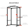Soozier Power Rack with Pull up Bar and Adjustable Barbell Rack, Heavy-Duty Power Tower Strength Training Equipment for Home Gym