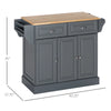 HOMCOM Triple-Cabinet Kitchen Island on Wheels, Kitchen Storage Cabinet with Drawers, Rolling Utility Cart Dark Gray