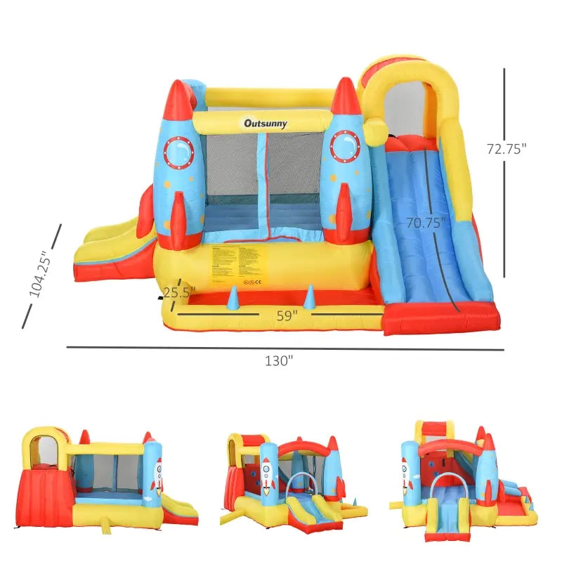 Outsunny Inflatable Bounce House for Kids 2-in-1 Jumping Castle with Trampoline, Pool, Carry Bag & Air Blower