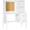HOMCOM Computer Desk with Drawers & Shelves, Home Office Desk with Storage & Corkboard, Workstation Table with Cable Hole, White