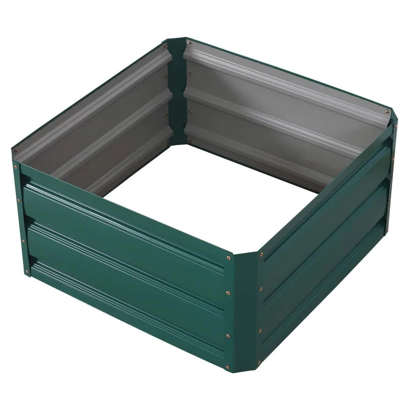 Outsunny 26" x 26" x 12" Raised Galvanized Metal Garden Bed Kit Set of 2 - Green