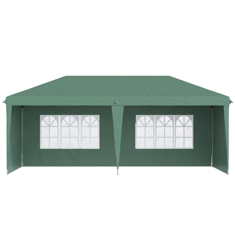 Outsunny 10' x 20' Pop Up Canopy Tent with 4 Sidewalls, Heavy Duty Tents for Parties, Outdoor Instant Gazebo with Carry Bag, for Outdoor, Garden, Patio, Green