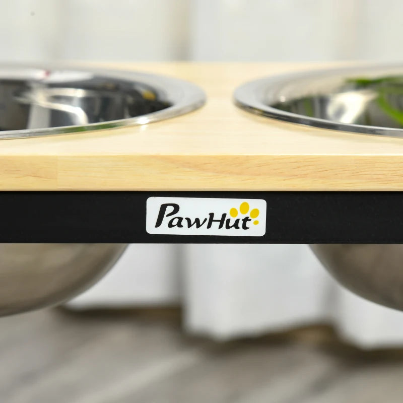 PawHut Elevated Dog Bowls Feeder with Stainless Steel Set Twin