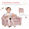 Qaba Ergonomic Foam Kids Sofa with Inner Toy Storage Chest, Velvet Kids Couch with Soft Arms, Children's Lounge Furniture, Pink