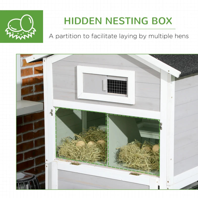 PawHut Wooden Chicken Coop with Run for 3 - 4 Chickens, Hen House with Nesting Box