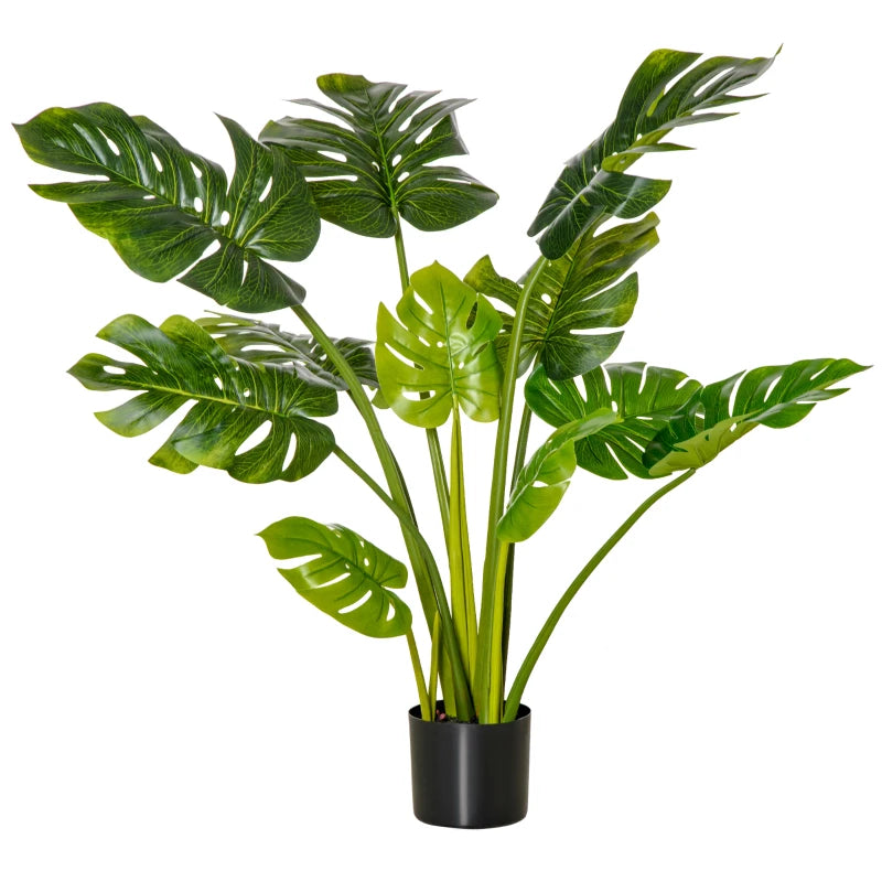 HOMCOM 4ft Artificial Monstera Tree, Faux Decorative Plant in Nursery Pot for Indoor or Outdoor Décor