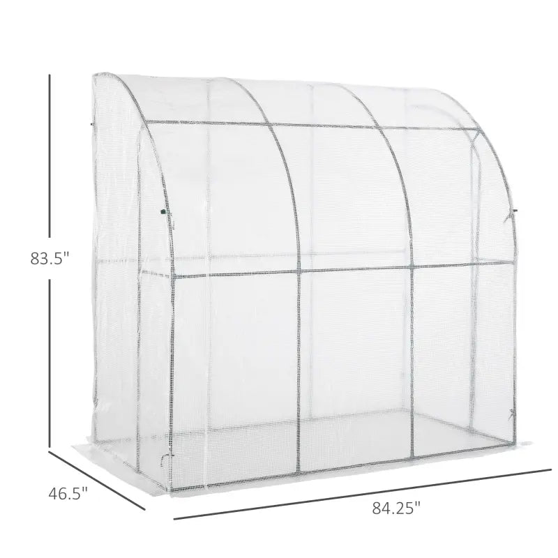 Outsunny Outdoor Walk-In Tunnel Wall Garden Greenhouse with Windows and Doors - 2 Tiers 4 Wired Shelves - 6.6' L