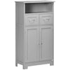 kleankin Bathroom Storage Cabinet Freestanding Bathroom Storage Organizer with Two Drawers and Adjustable Shelf for Living Room, Bedroom or Entryway, Grey