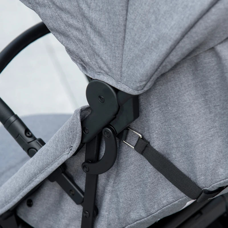 Qaba Lightweight Baby Stroller w/ 360° Reversible Seat, Toddler Travel Stroller w/ One Hand Fold, Grey