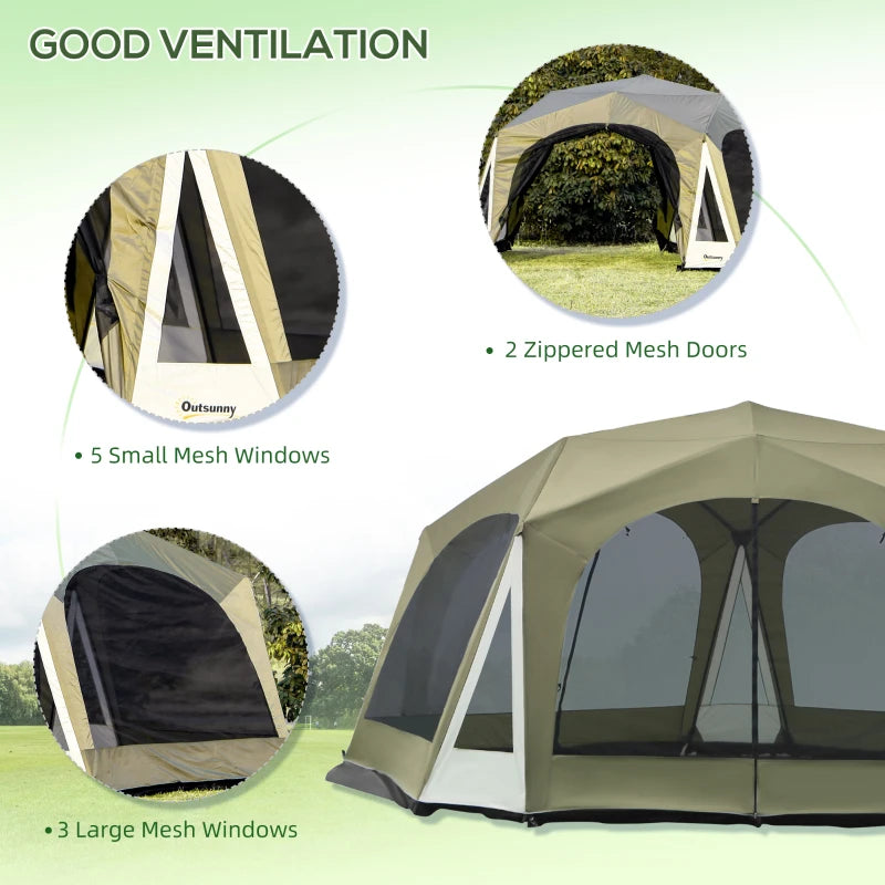 Outsunny 3-4 Person Easy Setup Cabin Tent with Two Room and Groundsheet, Waterproof & UV30+ Camping Tent with Carrying Bag, Charcoal