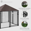 PawHut Dog Kennel Outdoor Dog Playpen with Water-resistant Cover, Steel Exercise Pen for Dogs with Chain Link Fence, Lockable Door, 4.6' x 4.6' x 5'