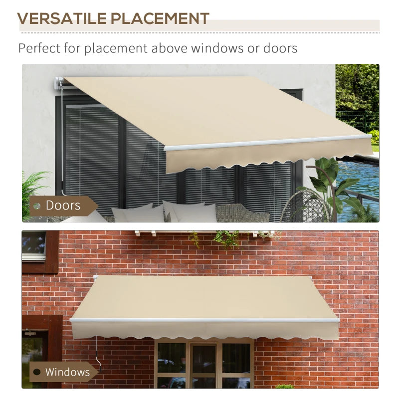 Outsunny Outside Residential Pop-Out Polyester Awning w/ UV & Rain Protection Brown