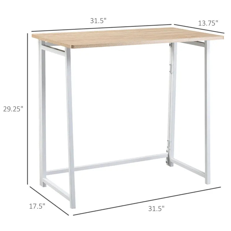HOMCOM Writing Desk, 31.5" Folding Table for Small Space, Computer Desk with Metal Frame, Space-Saving Workstation for Home Office, Black