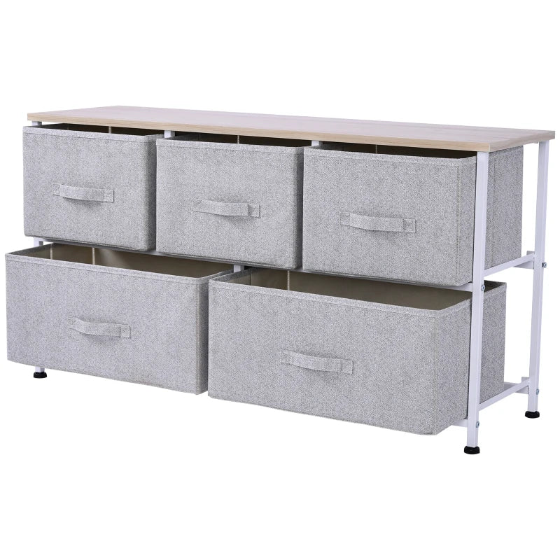 HOMCOM 7-Drawer Storage Cabinet Organizer Unit with Fabric Bins for Bedroom Dresser Closets Grey
