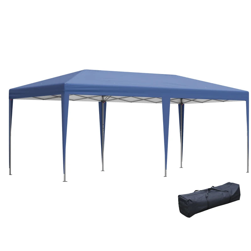 Outsunny Canopy Tent 10' x 20' Easy Pop Up Canopy Party Tent with 2-Tier Roof - Blue