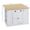 HOMCOM Fluted-Style Wooden Kitchen Island, Storage Cabinet with Drawer, Open Shelving, and Interior Shelving for Dining Room, White