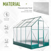 Outsunny 6' x 8' x 7' Polycarbonate Greenhouse Walk-in Plant Greenhouse for Backyard/Outdoor Use with Window and Door, Aluminum Frame, PC Board