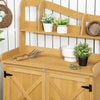 Outsunny Outdoor Storage Cabinet & Potting Table, Wooden Gardening Bench with Patio Cabinet and Magnetic Doors, Grey