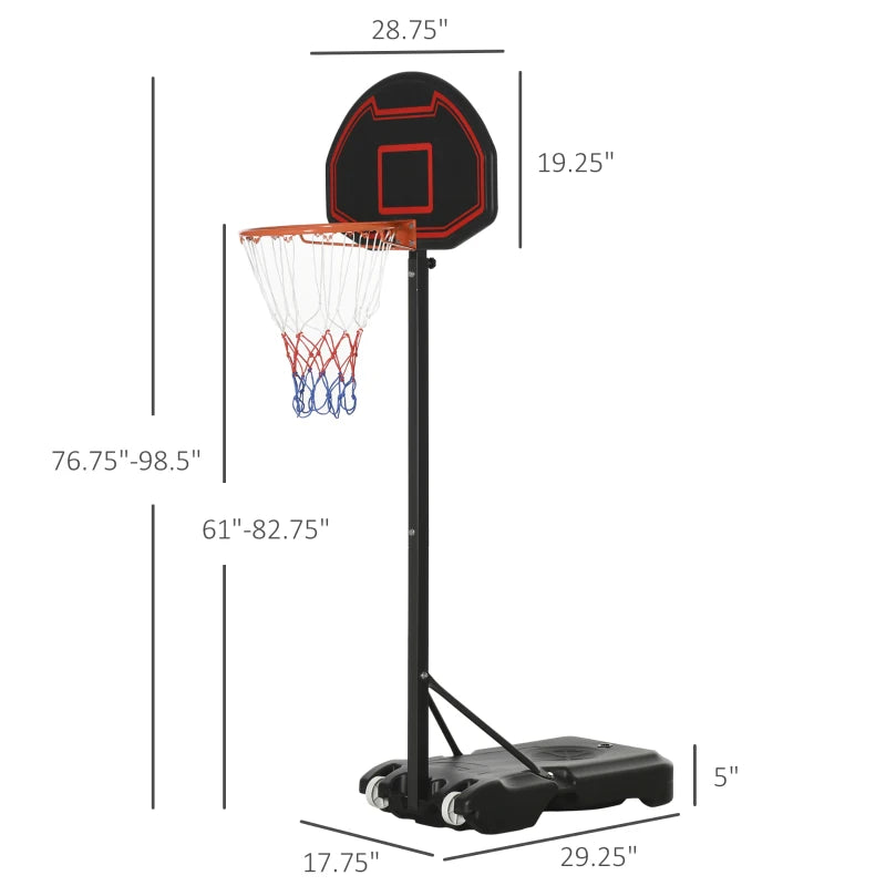 Soozier Poolside Basketball Hoop with Wheels, Portable Pool Basketball System with 3FT-4FT Adjustable Height, 32'' x 23" PVC Backboard, for Both Kids and Adults