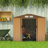 Outsunny 7' x 4' Steel Storage Shed Organizer, Garden Tool house with 4 Vents and 2 Easy Sliding Doors for Backyard, Patio, Garage, Lawn, Brown