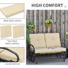 Outsunny Patio Glider Bench with Padded Cushions and Armrests, Outdoor 2-Person Swing Rocking Chair Loveseat with Sturdy Frame, Beige