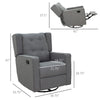 HOMCOM Wingback Recliner Chair Manual Rocking Sofa 360° Swivel Glider with Button Tufted, Padded Seat, Single Home Theater Seating for Living Room Bedroom, Grey