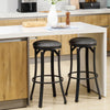 HOMCOM Bar Stools Set of 2, Vintage Barstools with Footrest, Microfiber Cloth Bar Chairs 29 Inch Seat Height with Powder-coated Steel Legs for Kitchen and Dining Room, Dark Grey