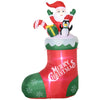Outsunny 5ft Inflatable Christmas Santa Claus and Penguin on Sleigh, Blow-Up Outdoor LED Yard Display