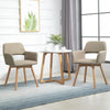 HOMCOM Dining Chairs Set of 2 Home Modern Accent Armchair for Bedroom Living Room with Fabric Surface and Solid Wood Legs, Taupe