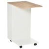 HOMCOM C-Shaped Sofa End Table Coffee Table w/ Storage Shelves, 4 Wheels, Grey